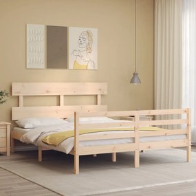 3195101 vidaXL Cadru de pat cu tăblie, 160x200 cm, lemn masiv
