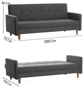Canapea NARA cu 2 locuri, gri închis