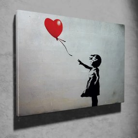 Tablou decorativ Wallxpert 966BRS1111, Fata cu balonul de Banksy, 50x70 cm, Multicolor