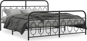 vidaXL Cadru pat metalic cu tăblii de cap/picioare, negru, 193x203 cm
