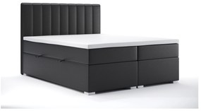 Pat matrimonial Boxspring 180 cm Ranaly (Negru piele ecologică) (cu sp. depozitare). 1044312