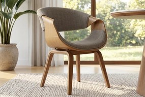 Scaun design scandinav, Lemn de frasin, textil gri texturat ORGANIC