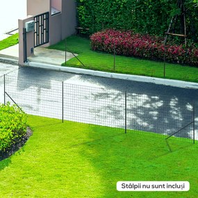 Outsunny Plasă de Împrejmuire din Oțel Plastifiat Verde, Protecție pentru Grădini, Rola de 25m, Înălțime 1.7m | Aosom Romania