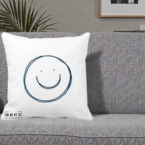 Perna Decorativa Smile Desen Minimalist, 40x40 cm, Alba Mata, Husa Detasabila, Perna Inclusa, BEKZ®