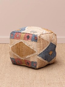 Taburet kilim din bumbac și cânepă, "Summer End"