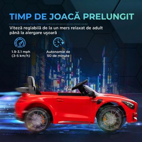 AIYAPLAY Mașină electrică pentru copii Mercedes-AMG GTR, 2 motoare, telecomandă, 3-5 km/h, roșu, 3-6 ani | Aosom Romania