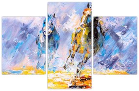 Tablou - Caii alergând, pictură în ulei (90x60 cm)