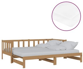 3083667 vidaXL Pat extensibil de zi, 2x(90x200)cm, maro miere, lemn masiv pin