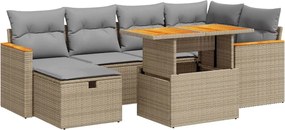 vidaXL Set canapele de grădină, 8 piese, cu perne, bej, poliratan