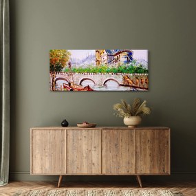 Tablou - Pictură în ulei a orașului (120x50 cm)