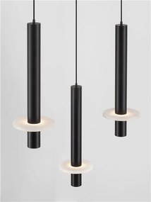 Lustra cu 7 Pendule tub subtire aluminiu negru si alabastru LED NOEMI