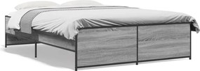 vidaXL Cadru de pat, gri sonoma, 120x200 cm, lemn prelucrat și metal