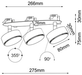 Brosline 3262 - Spot încastrat pentru tavan DROP 3xGX53/9W/230V, negru