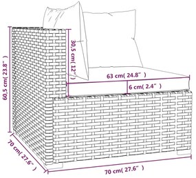 Set mobilier de gradina cu perne, 12 piese,gri, poliratan gri si bleumarin, 4x colt + 8x mijloc, 1