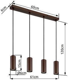 Lustra suspendata stil minimalist JAMES 4L bronz