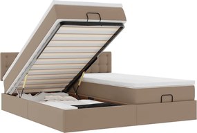 vidaXL Cadru de pat otoman cu saltea Cappucino piele artificială