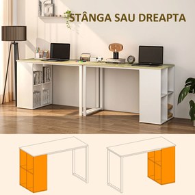 HOMCOM Birou pentru Computer cu 4 Rafturi Deschise și Picioare Antiderapante, 120x54x75 cm, Stejar | Aosom Romania