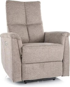 Fotoliu recliner NEPTUN, bej, stofa clasica/metal, 76x94/160x96 cm