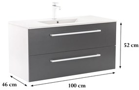 Dulap inferior Vario Clam 100 cu lavoar alb-antracit