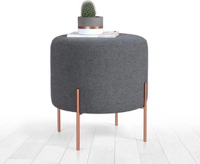 Taburet COPPER 47, gri/cupru, material textil/otel, 40x40x42 cm
