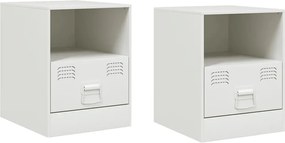 vidaXL Noptiere, 2 buc., alb, 34,5x39x44 cm, oțel