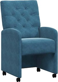 vidaXL Scaune de dining cu roți 2 pcs albastru 58 x 67 x 97 cm Catifea