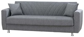 Canapea extensibila Ernest, 3 locuri, material textil, gri, lada depozitare