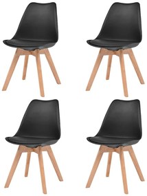 vidaXL Scaune de bucătărie, 4 buc., negru, plastic