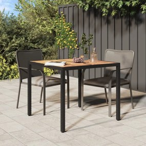 316718 vidaXL Masă de grădină, negru, 90x90x75 cm, poliratan/lemn de acacia
