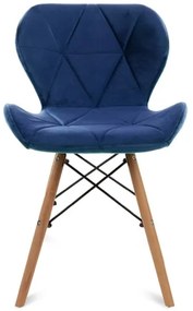 SET 4x scaun de sufragerie TRIGO 74x48 cm albastru închis/fag