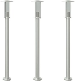 vidaXL Lămpi exterioare de podea 3 buc argintiu 100 cm oțel inoxidabil