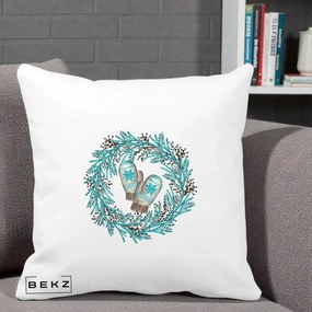 Perna Decorativa Coroana Turcoaz cu Manusi, 40x40 cm, Alba Mata, Husa Detasabila, Perna Inclusa, BEKZ®