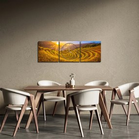 Tablou - Terasele de orez din Vietnam (cu ceas) (90x30 cm)