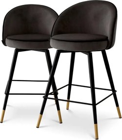 Set de 2 scaune de bar pivotante, design LUX, Counter Stool Cooper gri inchis