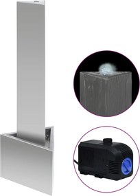 vidaXL Fântână de grădină, argintiu, 37,7x32,6x110 cm, oțel inoxidabil