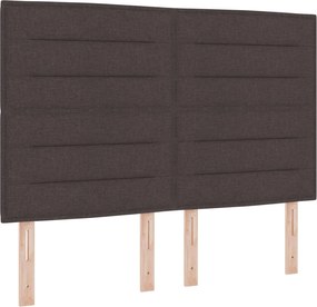 vidaXL Tăblie LED cu benzi LED Manual Maro închis 144 cm țesătură