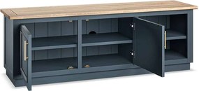 Comodă TV lemn masiv natur Richmond Albastru/, 150 × 40 × 51 cm