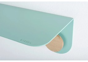 Raft de perete din oțel și detalii din lemn de stejar, cu 2 cârlige Gazzda Hook, lungime 50 cm, verde