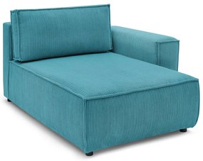 Modul pentru canapea albastru cu tapițerie din catifea reiată (cu colț pe partea dreaptă) Nihad modular – Bobochic Paris