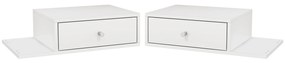 HOMCOM Set de 2 noptiere de perete - set de 2 noptiere - raft lateral și sertar - 55l x 30P x 15H cm MDF alb | Aosom Romania