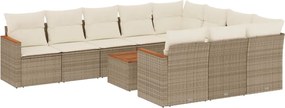 vidaXL Set canapele de grădină cu perne, 11 piese, bej, poliratan