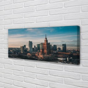 Tablouri canvas Varșovia panorama de zgârie-nori răsărit de soare