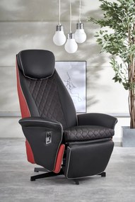 Fotoliu recliner tapitat Camaro negru-rosu - H 112-86 cm