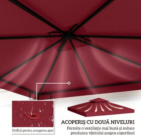 Outsunny Acoperiș pentru Foișor de Grădină Anti-UV din Poliester, 3x3m, Roșu | Aosom Romania