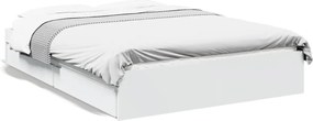 vidaXL Cadru de pat cu sertare, alb, 120x190 cm, lemn prelucrat