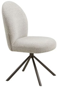 Scaun de dining Lana cu rotire, cataramă, culoare nisip, picioare gri