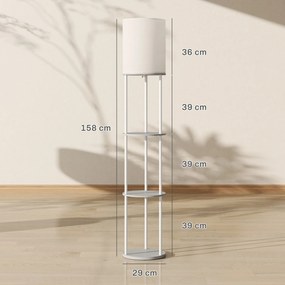 HOMCOM Lampă de podea cu polițe, 3 temperaturi de culoare, telecomandă, pentru living dormitor birou gri | Aosom Romania