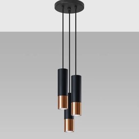 Lustră pe cablu LOOPEZ 3xGU10/40W/230V rotundă neagră/cupru Sollux SL.0949