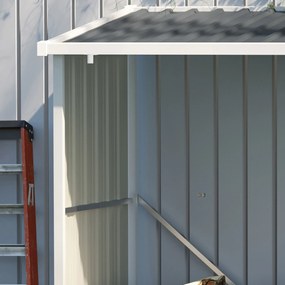 Outsunny Șopron pentru lemne din oțel galvanizat, adăpost depozitare bușteni cu acoperiș înclinat pentru grădină/terasă exterior 185x84x133,5/148,5 cm Gri | Aosom Romania