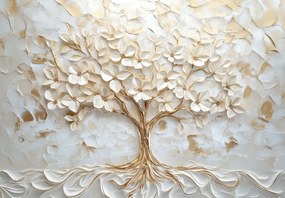 Fototapet - Copac 3D Decorat cu Aur (147x102 cm)